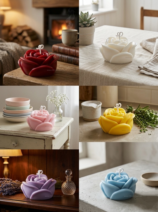 Rose Flower - Hand Poured Pillar Candle