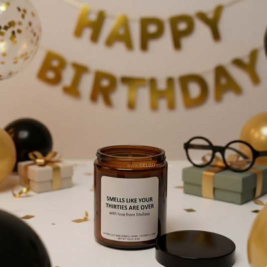 The Storyteller - Hand Poured Amber Container Candle with a Personalised Message Label