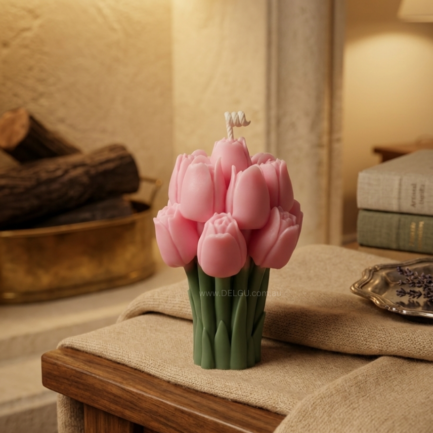 Tulip Bouquet - Hand Poured Pillar Candle