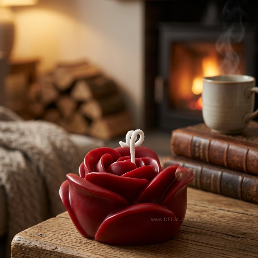 Rose Flower - Hand Poured Pillar Candle