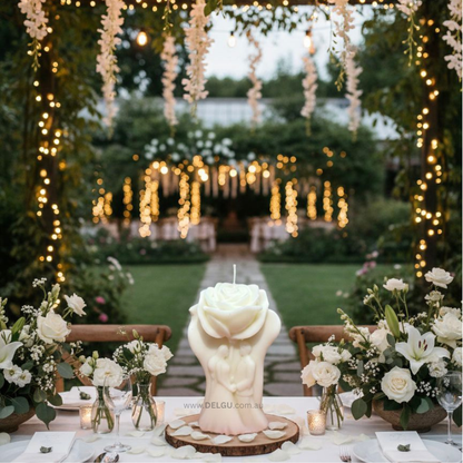 Wedding Couple with Rose - Hand Poured Pillar Candle